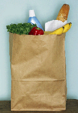 supermarket delivery bag with groceries