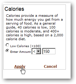 choose max calories for groceries